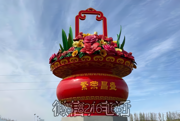 定制玻璃钢大型花篮雕塑户外天安门广场公园花篮雕塑