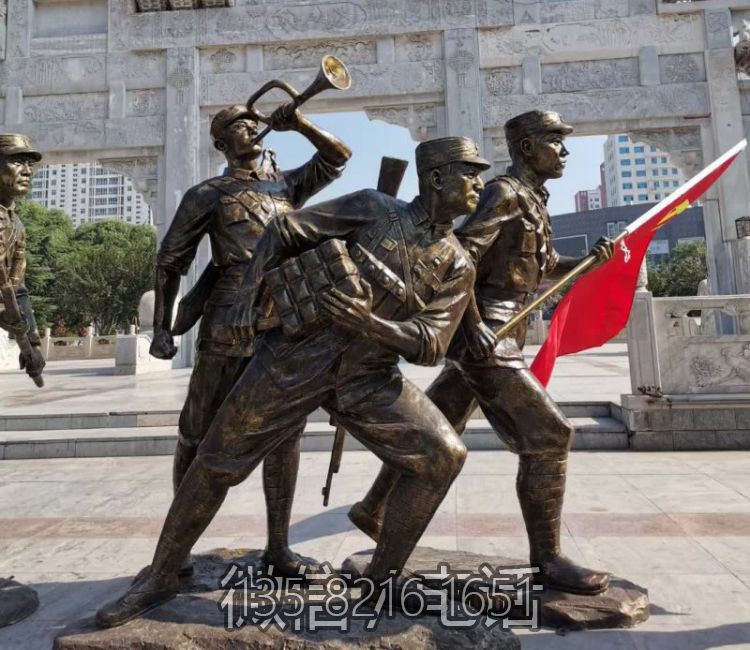 玻璃钢八路军战士仿铜雕塑