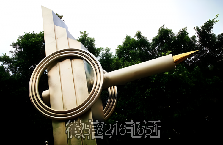 不锈钢钢笔大炮景观雕塑