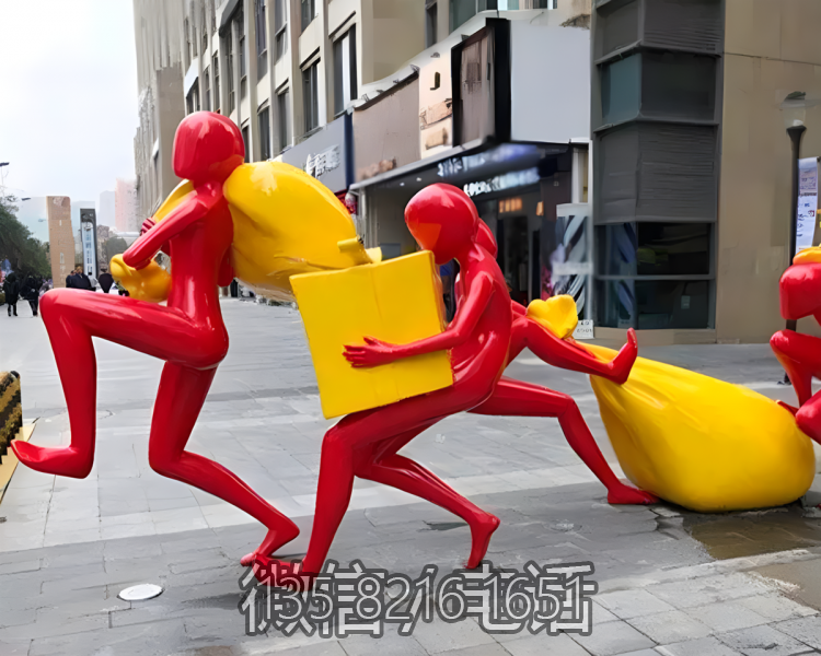 商业广场创意玻璃钢购物人物情景雕塑