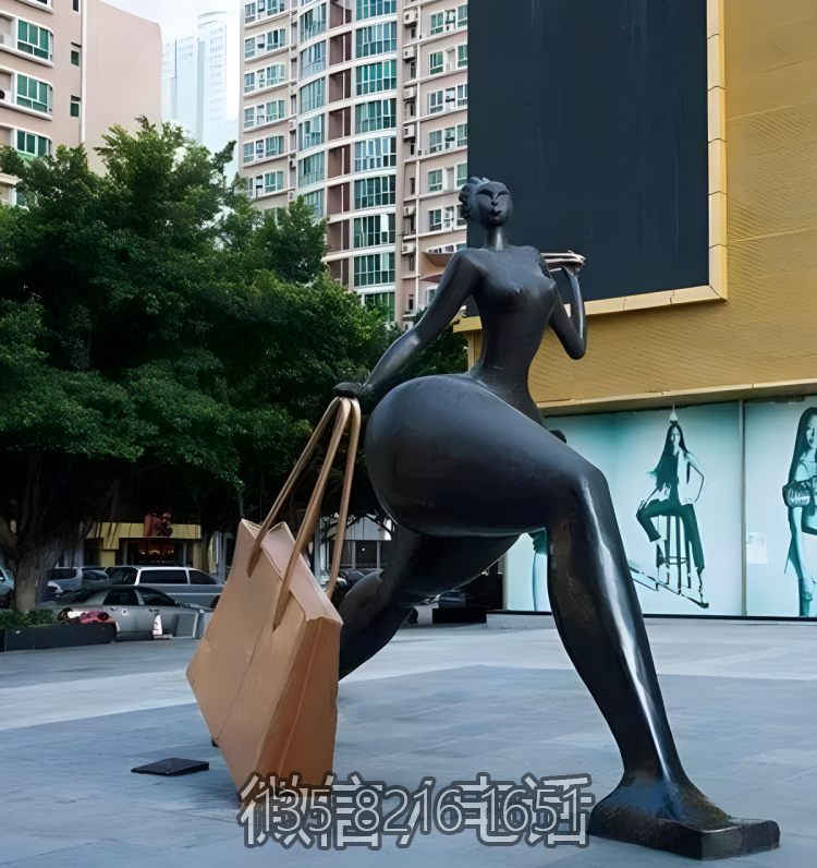购物人物铜雕塑