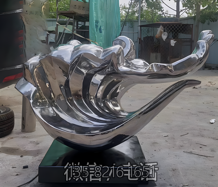 海浪浪花雕塑-海边个性创意不锈钢镜面海浪浪花雕塑