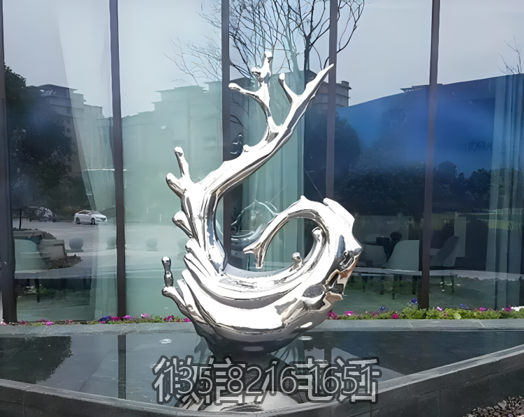 海浪浪花雕塑-酒店门口装饰摆件不锈钢镜面海浪浪花雕塑