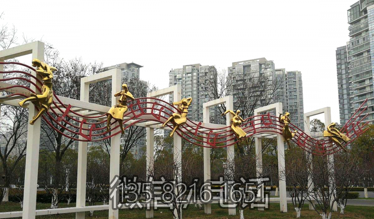 春天的乐章，不锈钢抽象音乐人物雕塑