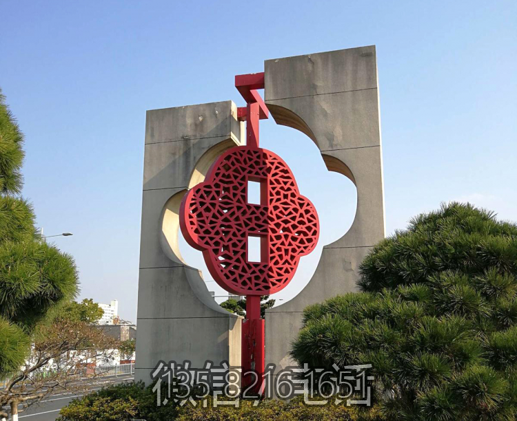 大红中国结创意景观雕塑