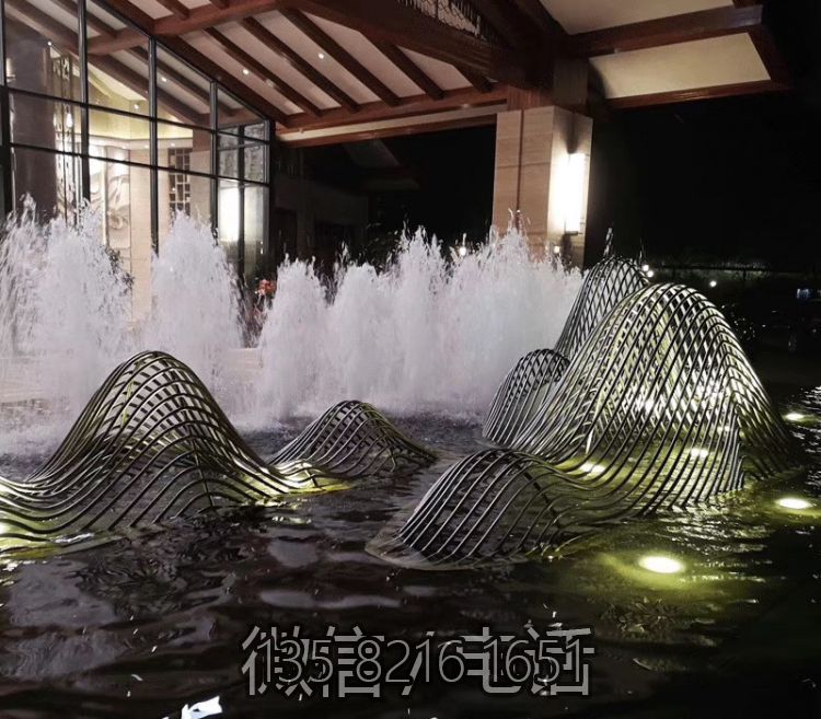不锈钢管折弯抽象假山水景雕塑摆件