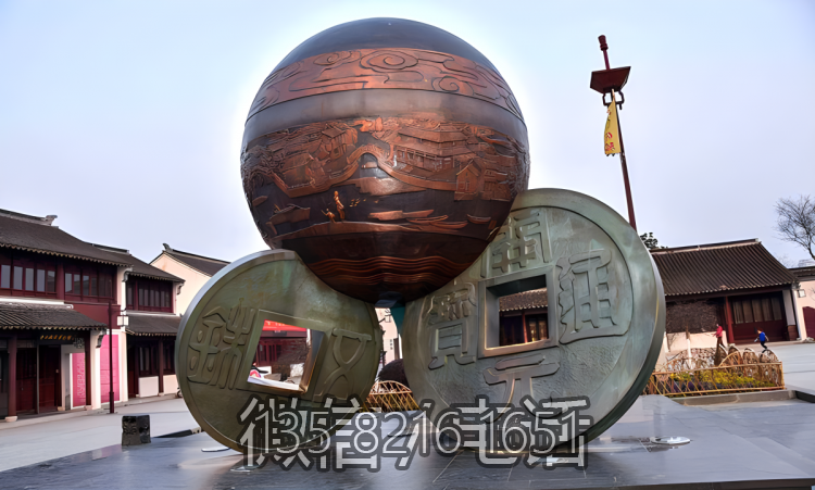 铸铜铜钱景观雕塑