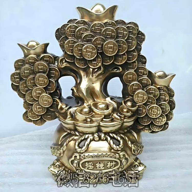 纯铜铸造摇钱树雕塑摆件