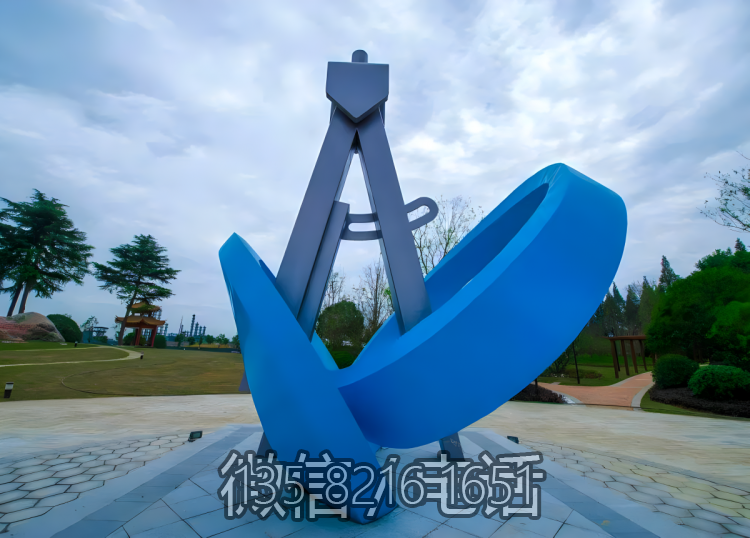 圆规不锈钢校园雕塑