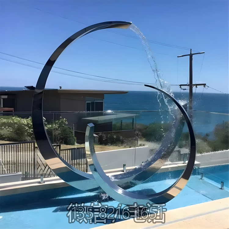 圆环雕塑-户外景区创意抽象艺术不锈钢镜面圆环雕塑