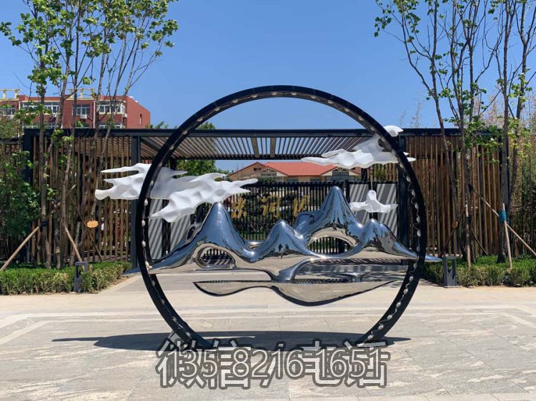 镜面不锈钢假山艺术景观雕塑