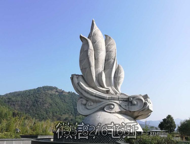 汉白玉茶叶石雕景观雕塑