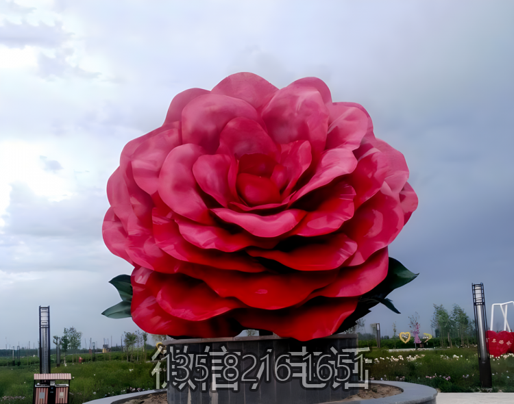 不锈钢仿真山茶花雕塑