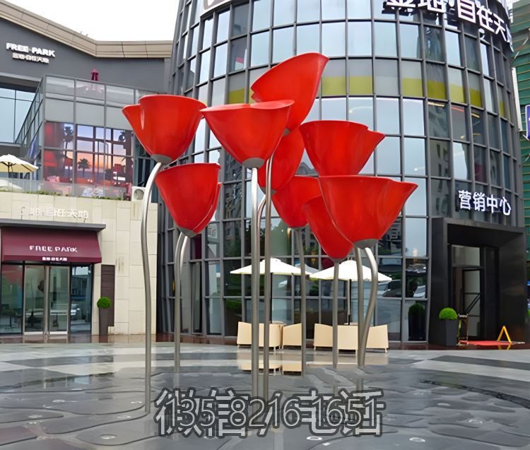 抽象不锈钢郁金香雕塑
