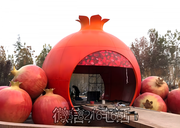 玻璃钢仿真石榴雕塑&石榴造型屋子