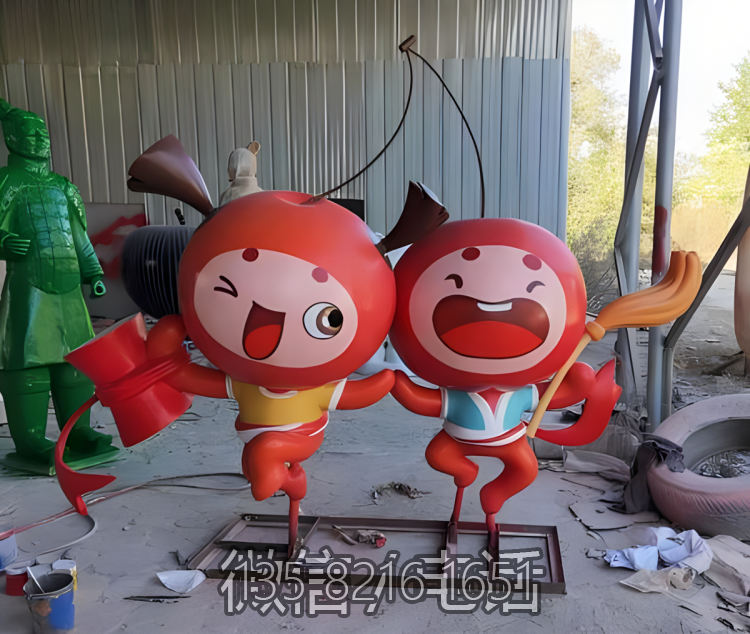 玻璃钢卡通苹果雕塑