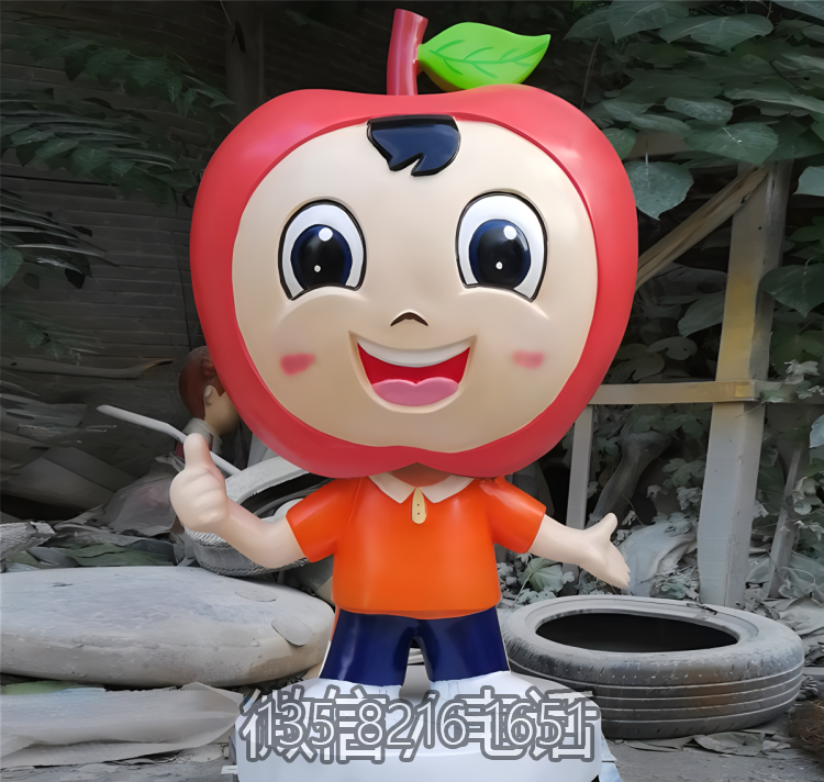 玻璃钢卡通苹果水果雕塑公仔 玻璃钢卡通苹果水果雕塑公仔