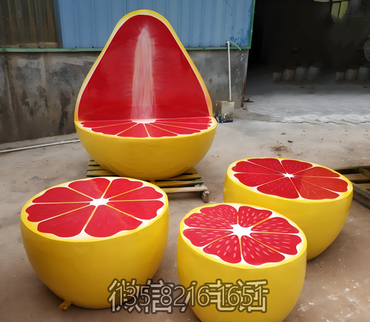 玻璃钢仿真柚子座椅雕塑