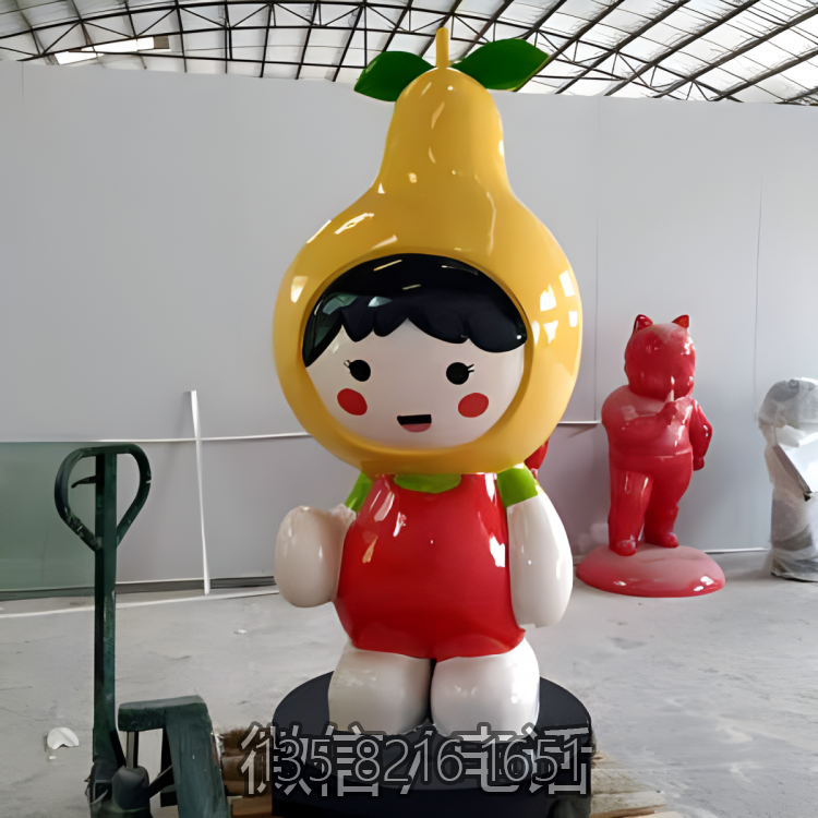 玻璃钢卡通水果柚子公仔(女)雕塑 玻璃钢卡通水果柚子公仔(女)雕塑