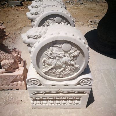 酒店公司门口摆放汉白玉抱鼓石门墩门口装饰工艺雕塑