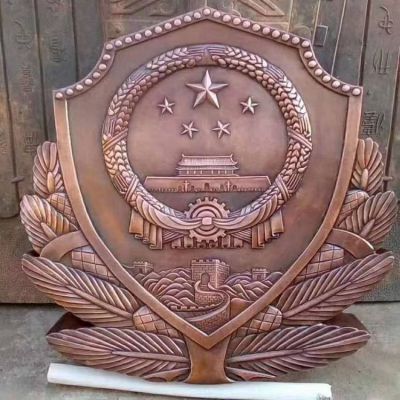 紫铜锻造警徽浮雕