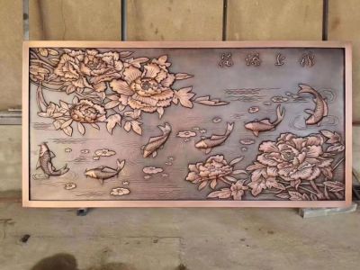 锦上添花紫铜浮雕装饰画
