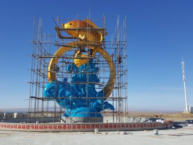 锻铜喷漆鲤鱼跃龙门水景景观雕塑