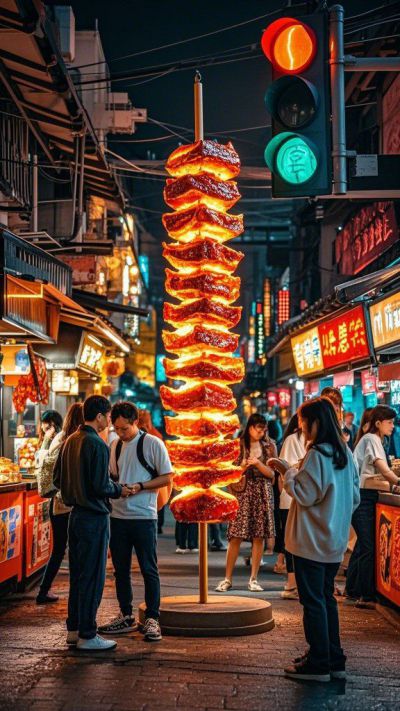 玻璃钢发光烤串雕塑