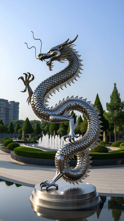 生肖龙不锈钢雕塑