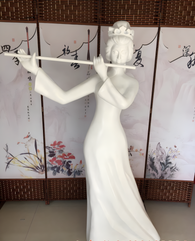 玻璃钢抽象古代吹笛子的人物雕塑