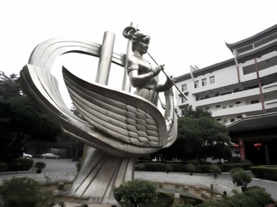 广场景观不锈钢景观装饰摆件吹箫的仙女雕塑