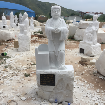 扇枕温衾汉白玉二十四孝人物雕塑