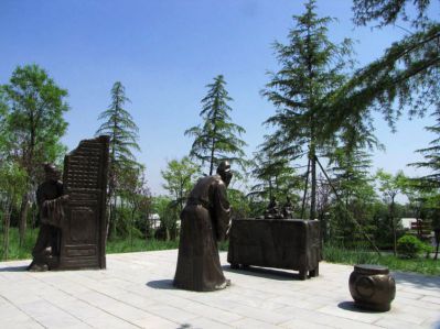 刻木事亲二十四孝铸铜情景人物雕塑