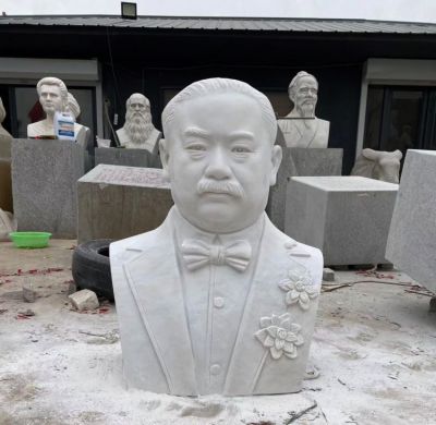 名人汉白玉大理石石刻詹天佑胸像雕塑
