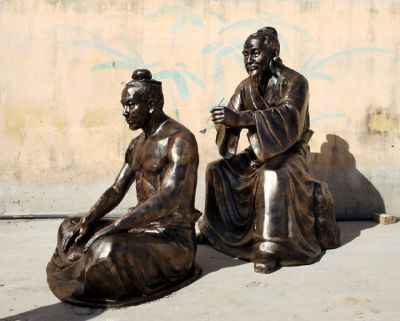 情景人物玻璃钢仿铜古代名医扁鹊雕塑