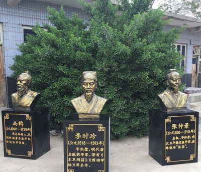 医院学校广场摆放镀金扁鹊李时珍张仲景胸像古代人物铜雕
