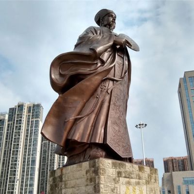 城市广场大型人物铜像，古代历史名人诸葛孔明诸葛亮雕塑