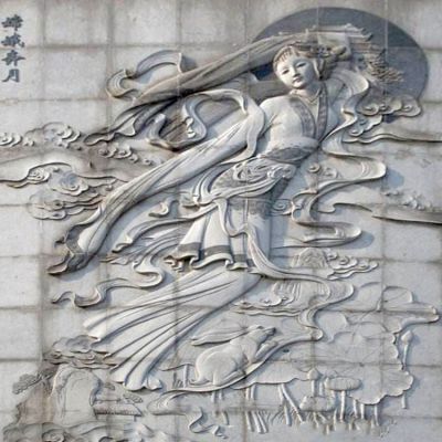 别墅园林嫦娥奔月浮雕大理石石刻神话人物壁画