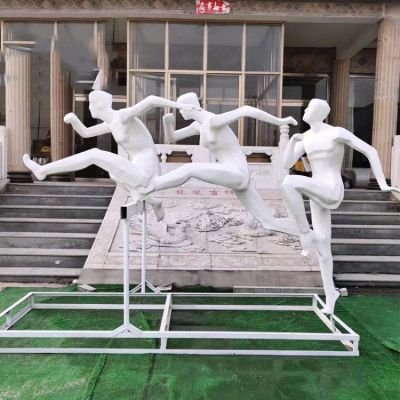 玻璃钢学校园体育馆雕塑装饰摆件跨栏的运动人物雕塑