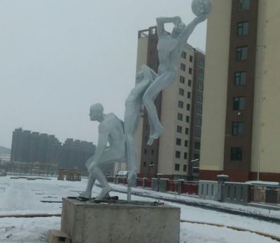 广场景观摆件不锈钢抽象打篮球的运动人物雕塑
