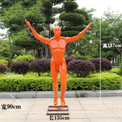 公园人物景观玻璃钢抽象几何块面跑步人物雕塑