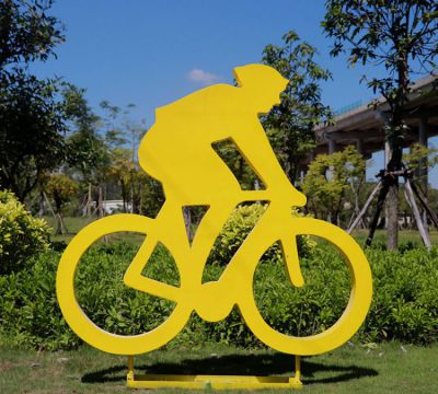 户外大型剪影自行车运动人物玻璃钢雕塑公园体育雕塑