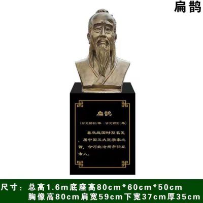 玻璃钢仿铜名医扁鹊半身像胸像雕塑