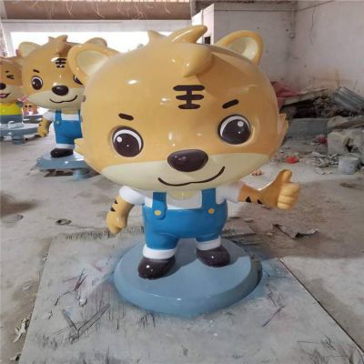 玻璃钢卡通老虎雕塑公仔