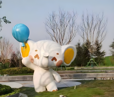 园林景观玻璃钢卡通动物景观摆件手拿气球的大象雕塑
