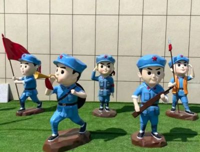 卡通玻璃钢红军八路军战士雕塑