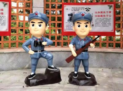 玻璃钢八路军战士雕塑摆件