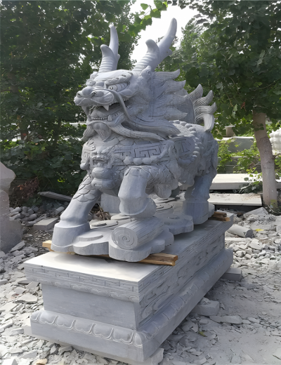 墓地摆件青石石雕辟邪神兽麒麟雕塑