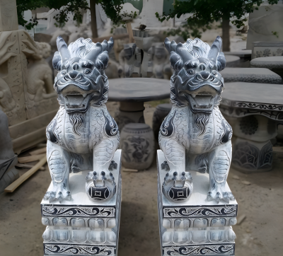 庭院别墅景区砂石石雕神兽麒麟雕塑