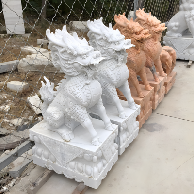 庭院小区大理石石雕神兽麒麟雕塑